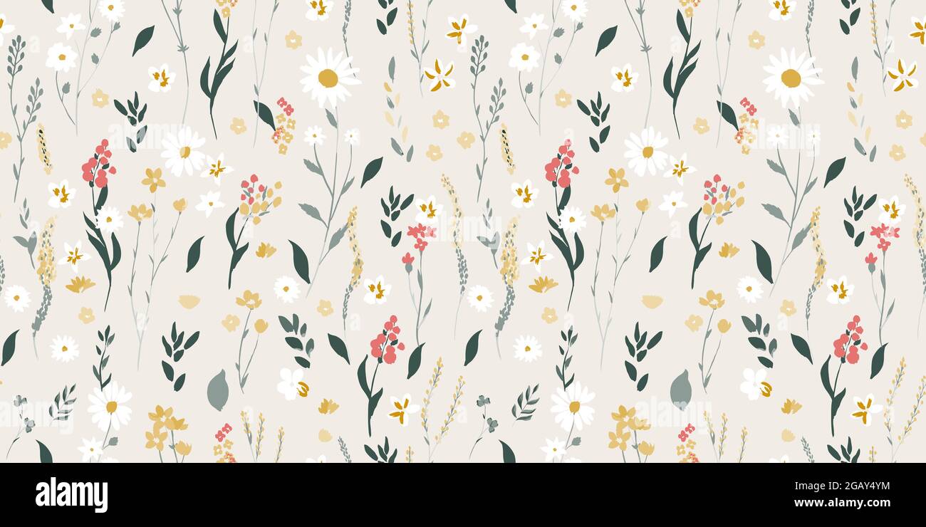 wildblumen-Muster auf pastellfarbenem Hintergrund Stock Vektor