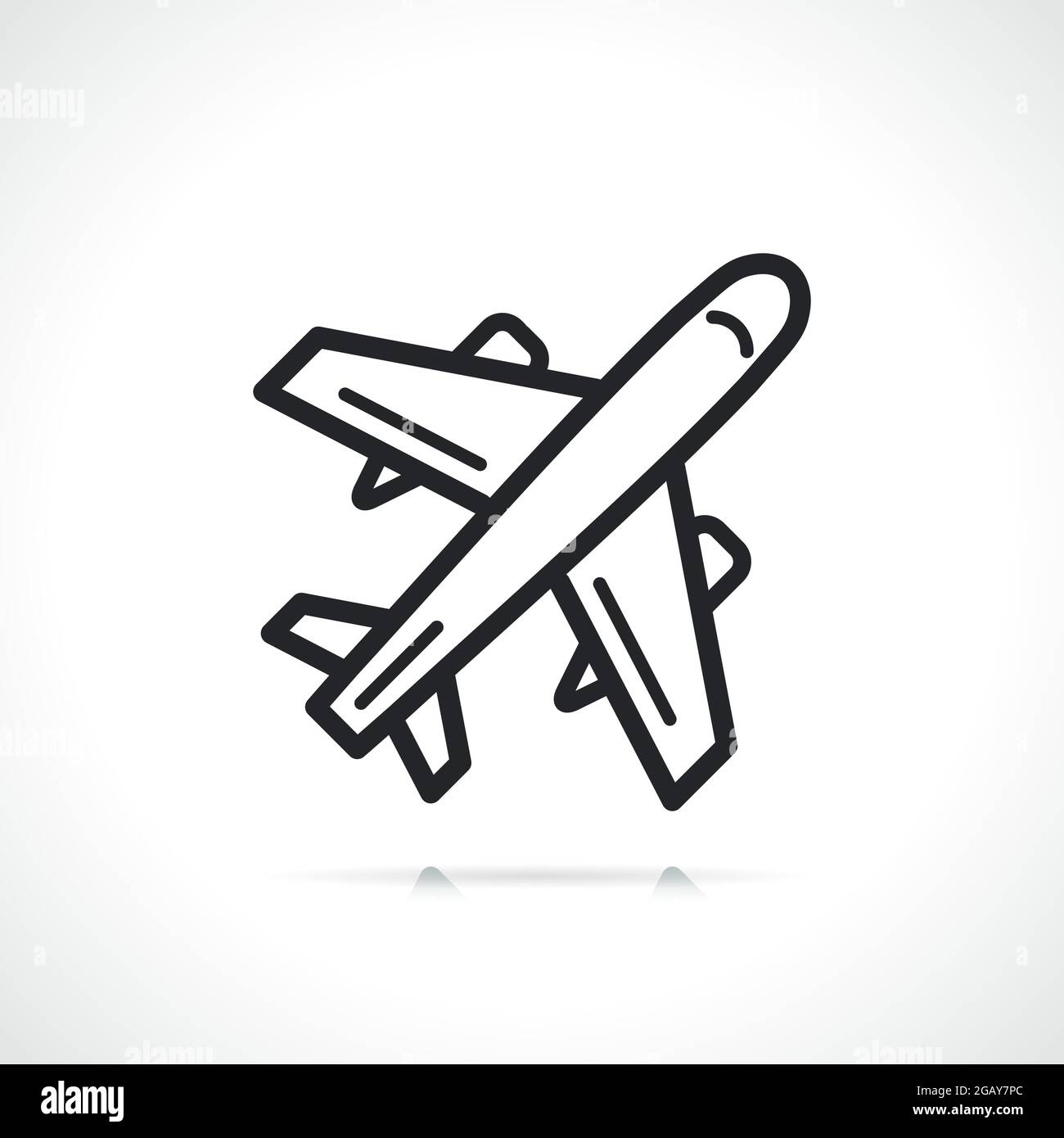 Flaches oder flaches Liniensymbol des Flugzeugs ist isoliert Stock Vektor