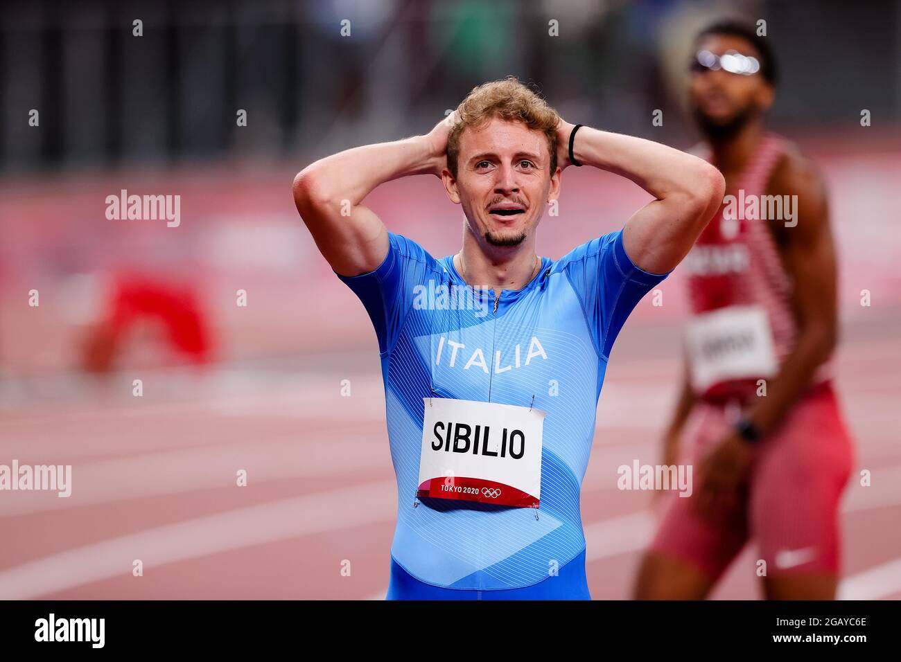 Tokio, Japan, 1. August 2021. Alessandro Sibilio vom Team Italy beim Halbfinale der 400-Meter-Hürden der Männer am 9. Tag der Olympischen Spiele 2020 in Tokio. Quelle: Pete Dovgan/Speed Media/Alamy Live News Stockfoto