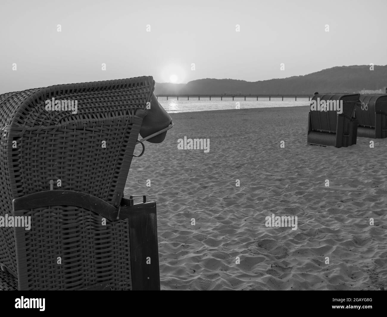 sonnenaufgang am Strand von binz Stockfoto