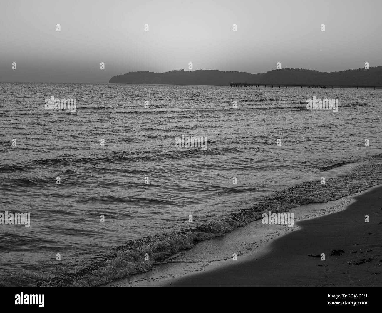 sonnenaufgang am Strand von binz Stockfoto