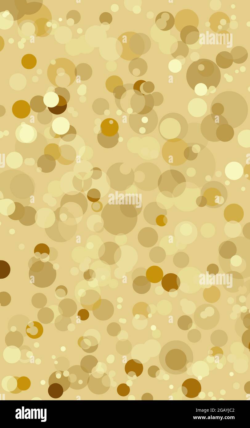 Goldene monochrome abstrakte Hintergrund unterschiedlicher Größe und Farbe Blasen Vertikale Vektor-Illustration Stock Vektor