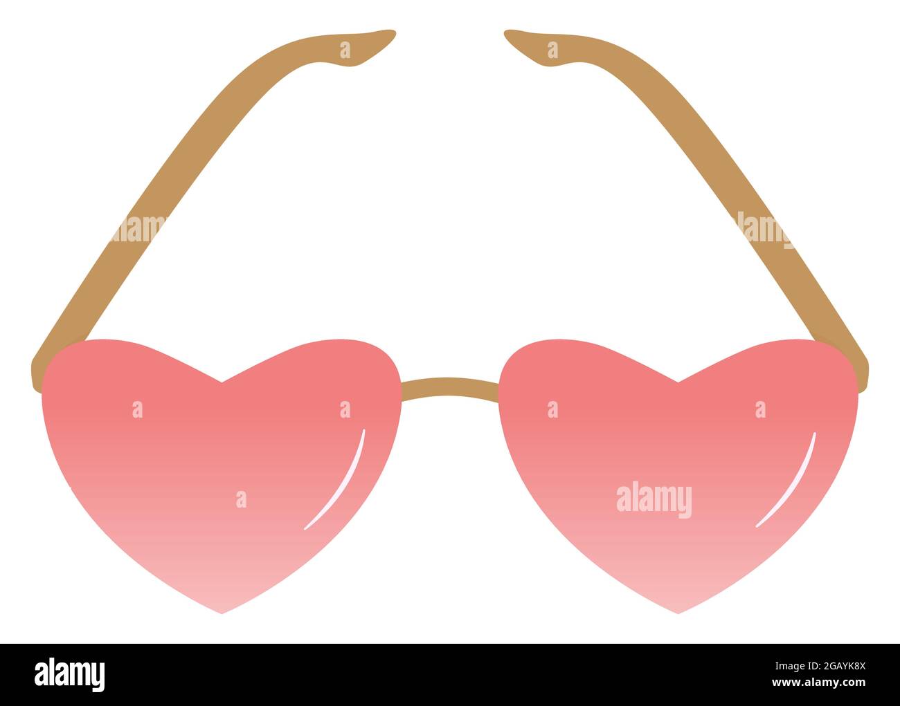 Herzförmige Sonnenbrille Rosa Linsen Symbol oder Designelement isolierte Vektordarstellung auf weißem Hintergrund Kopierbereich Stock Vektor