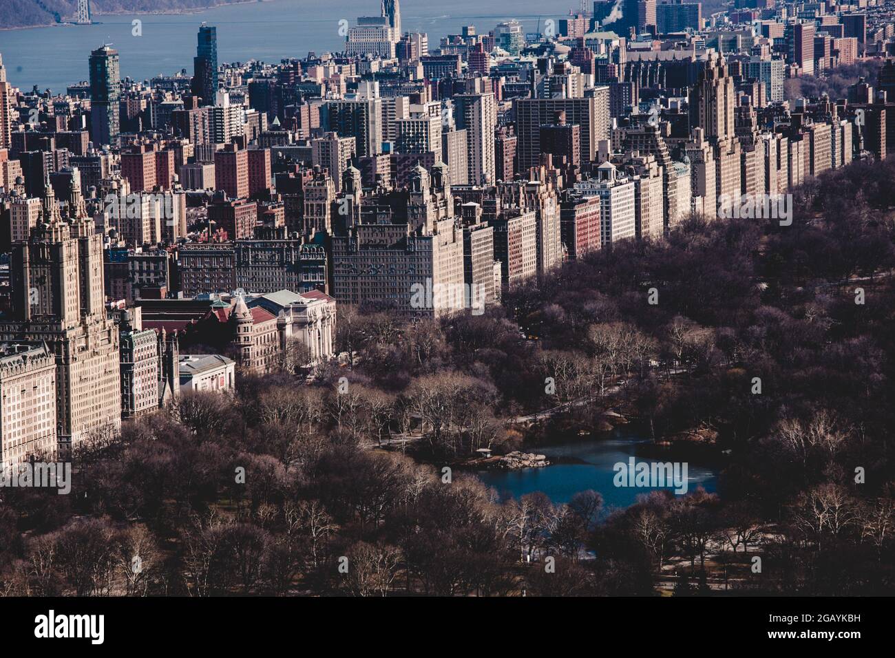Panoramablick auf den Central Park und die Upper West Side im Herbst. Manhattan, New York City, USA Stockfoto