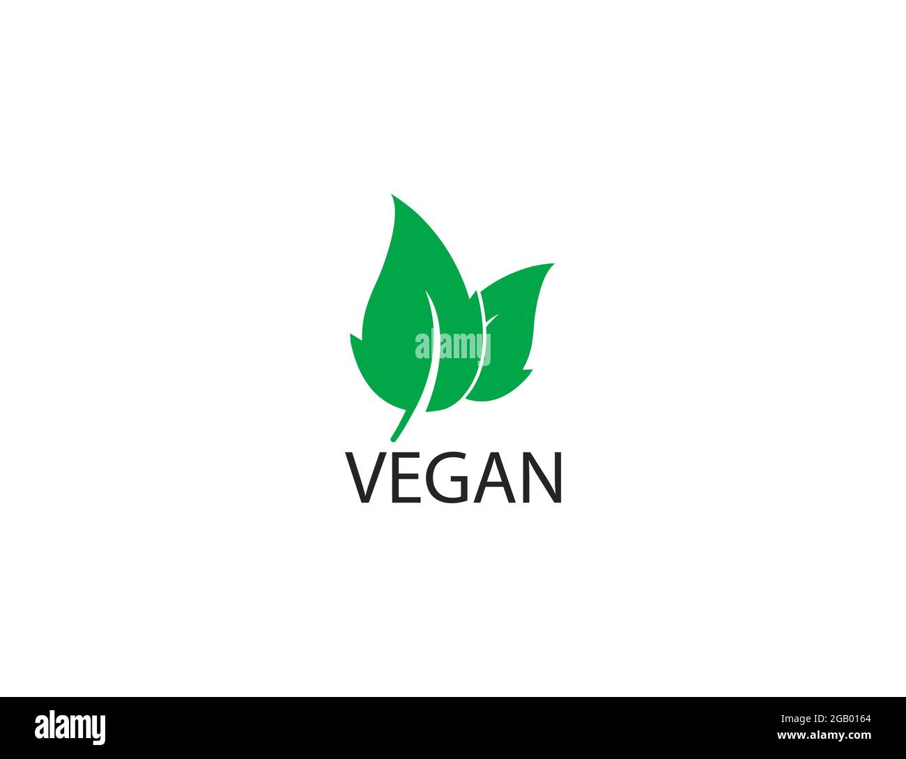 Vegane, Blatt, natürliche Ikone auf weißem Hintergrund. Vektorgrafik. Stock Vektor