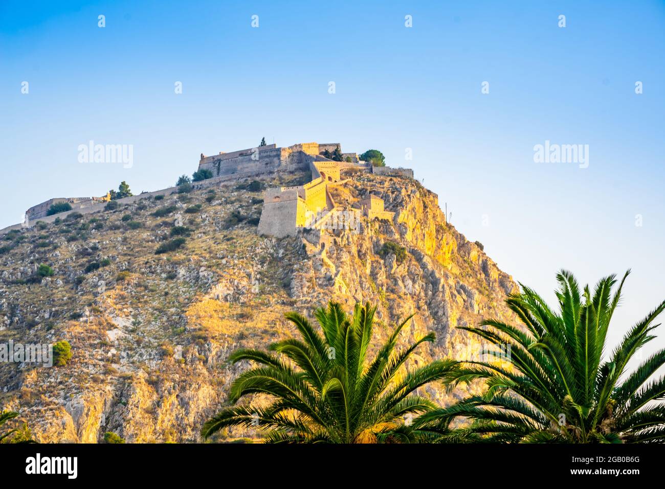 Ein Blick auf die Festung Palamidi in Nafplio, Griechenland Stockfoto