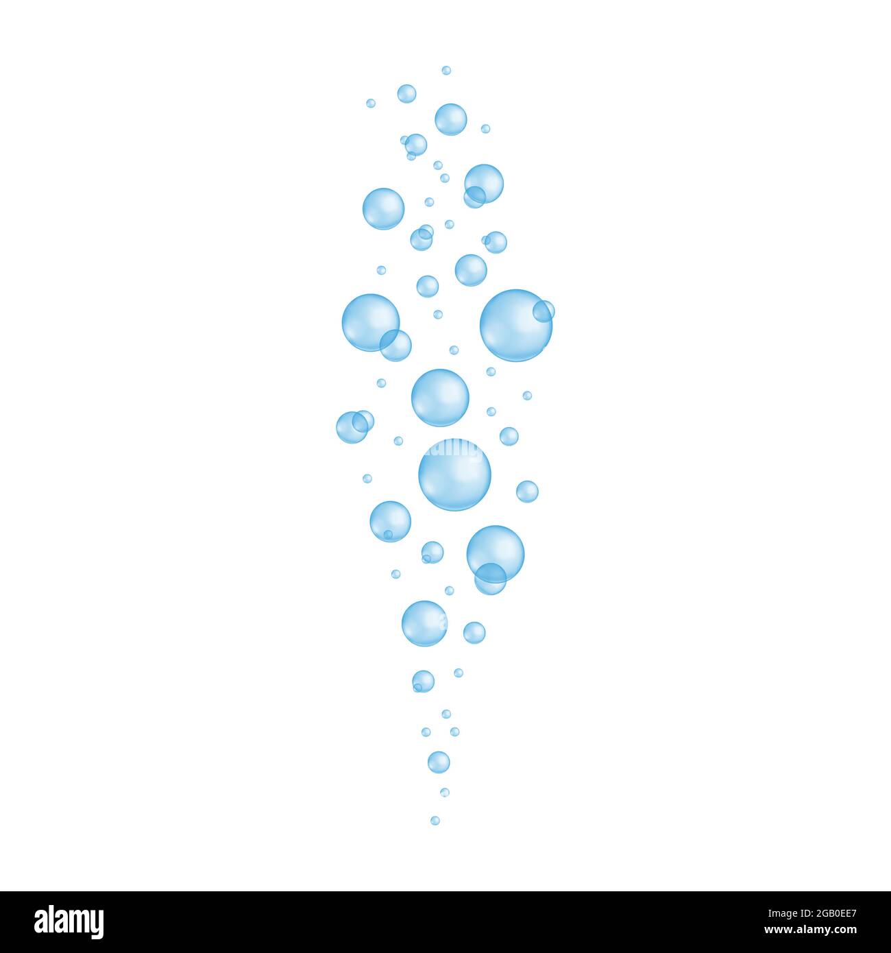 Unterwasserblasen. Blau transparente Tropfen Bad sud, Seife oder Shampoo-Schaum, Aquarium oder Meerwasser Strom, Sekt. Vektor-realistische Darstellung. Stock Vektor