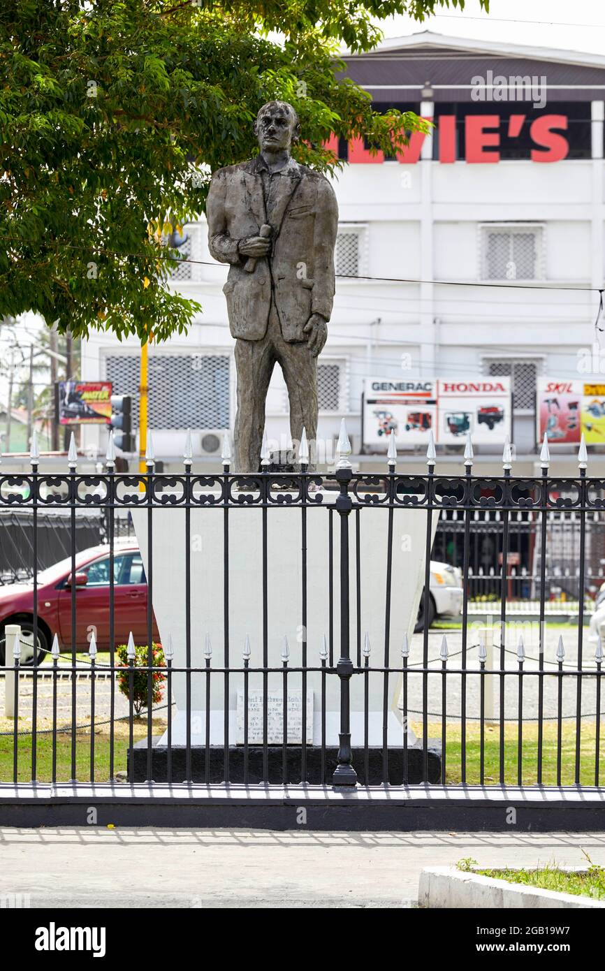 Statue von Hubert Nathaniel Critchlow in Georgetown, Guyana, Südamerika Stockfoto