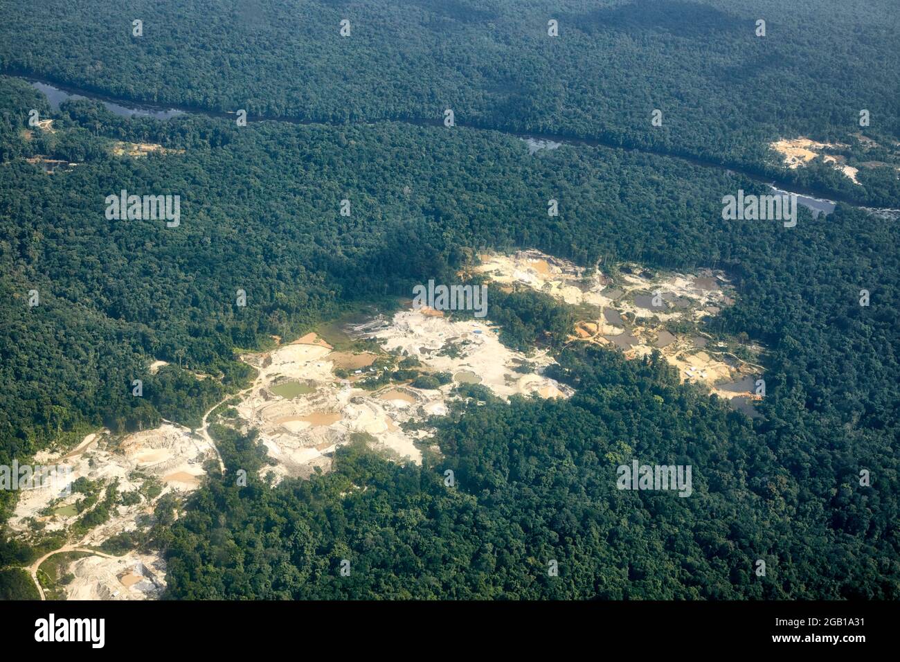 Tagebau-Goldmine in Guyana, Südamerika Stockfoto