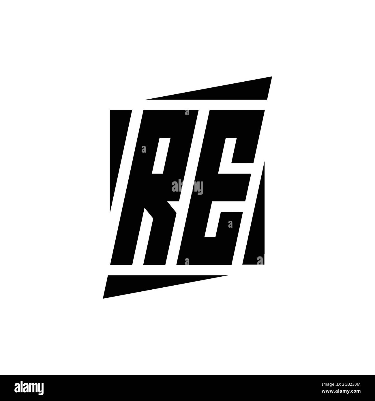 RE Logo-Monogramm mit modernen Stil Konzept Design-Vorlage isoliert auf weißem Hintergrund Stock Vektor