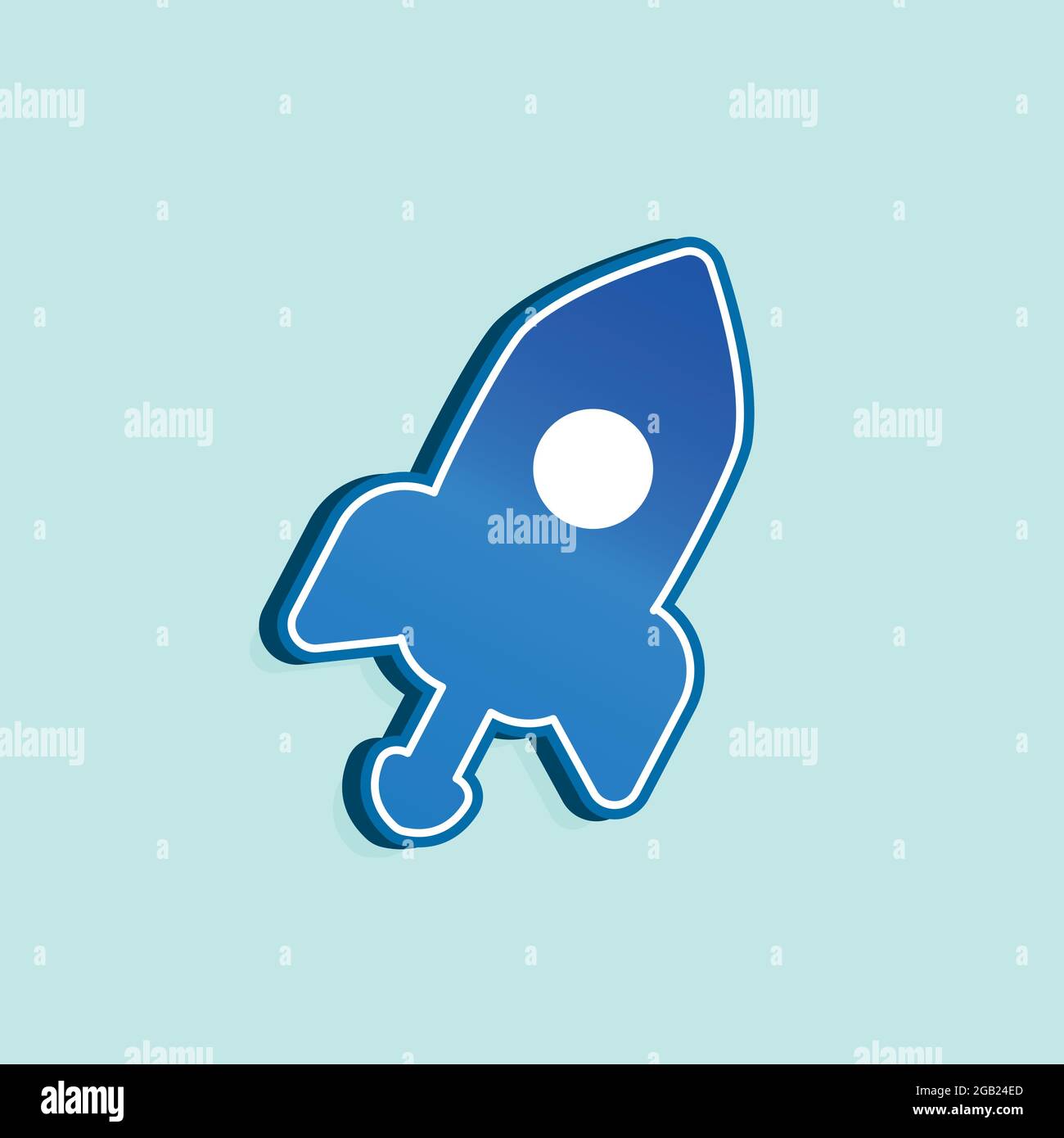 Symbol für lineare Rakete. Raumschiff in Outline-Stil auf weiß. Vector modernes flaches Designelement für mobile Anwendung und Webdesign. Stock Vektor