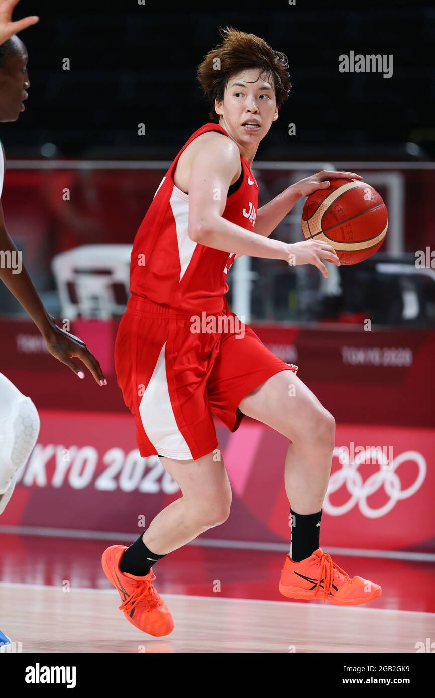 Saitama, Japan. August 2021. Saki Hayashi (JPN) Basketball : Vorrunde der Frauen Gruppe B-Spiel zwischen Nigeria 83-102 Japan während der Olympischen Spiele 2020 in Tokio in der Saitama Super Arena in Saitama, Japan . Quelle: Naoki Morita/AFLO SPORT/Alamy Live News Stockfoto