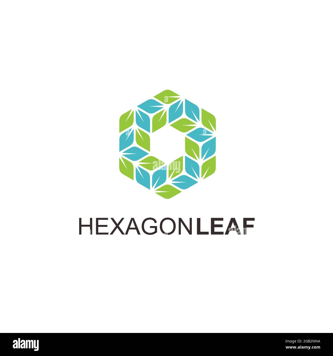 Hexagon Blatt grün Natur Hexaleaves Logo Vektor Symbol Illustration Stockfoto