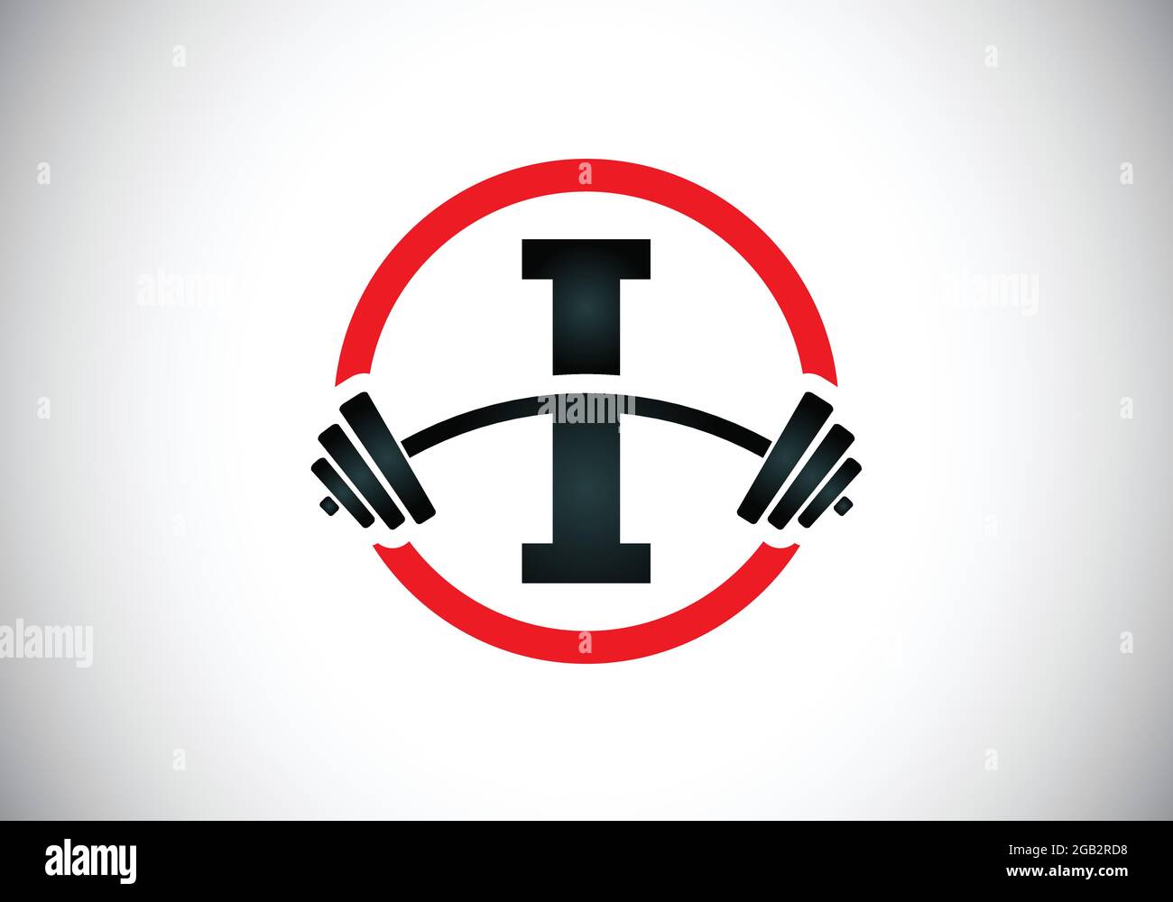 Initial I Monogramm Alphabet mit einer Langhantel. Lifting Vektor Logo Design. Modernes Vektorlogo für Bodybuilding, Fitnessstudio, Fitnessclub, Business und Unternehmen Stock Vektor