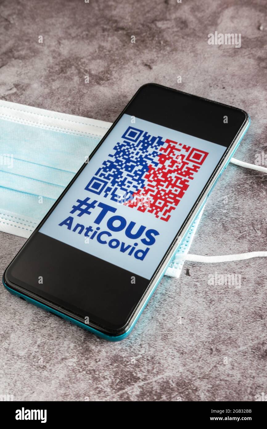 Tous anticovid france App für Handy-Gesundheitspass Stockfoto