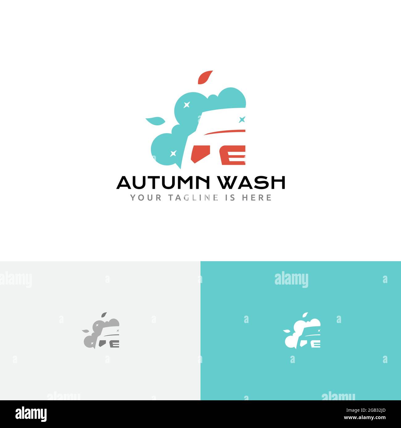 Autumn Fall Car Wash Clean Care Logo Stock Vektor