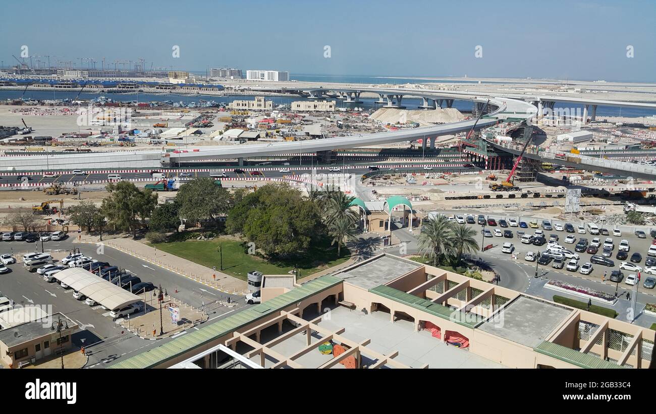 Der Bau der Brücken zwischen Port und Rashid Hospital in Dubai. Januar 2020 Stockfoto