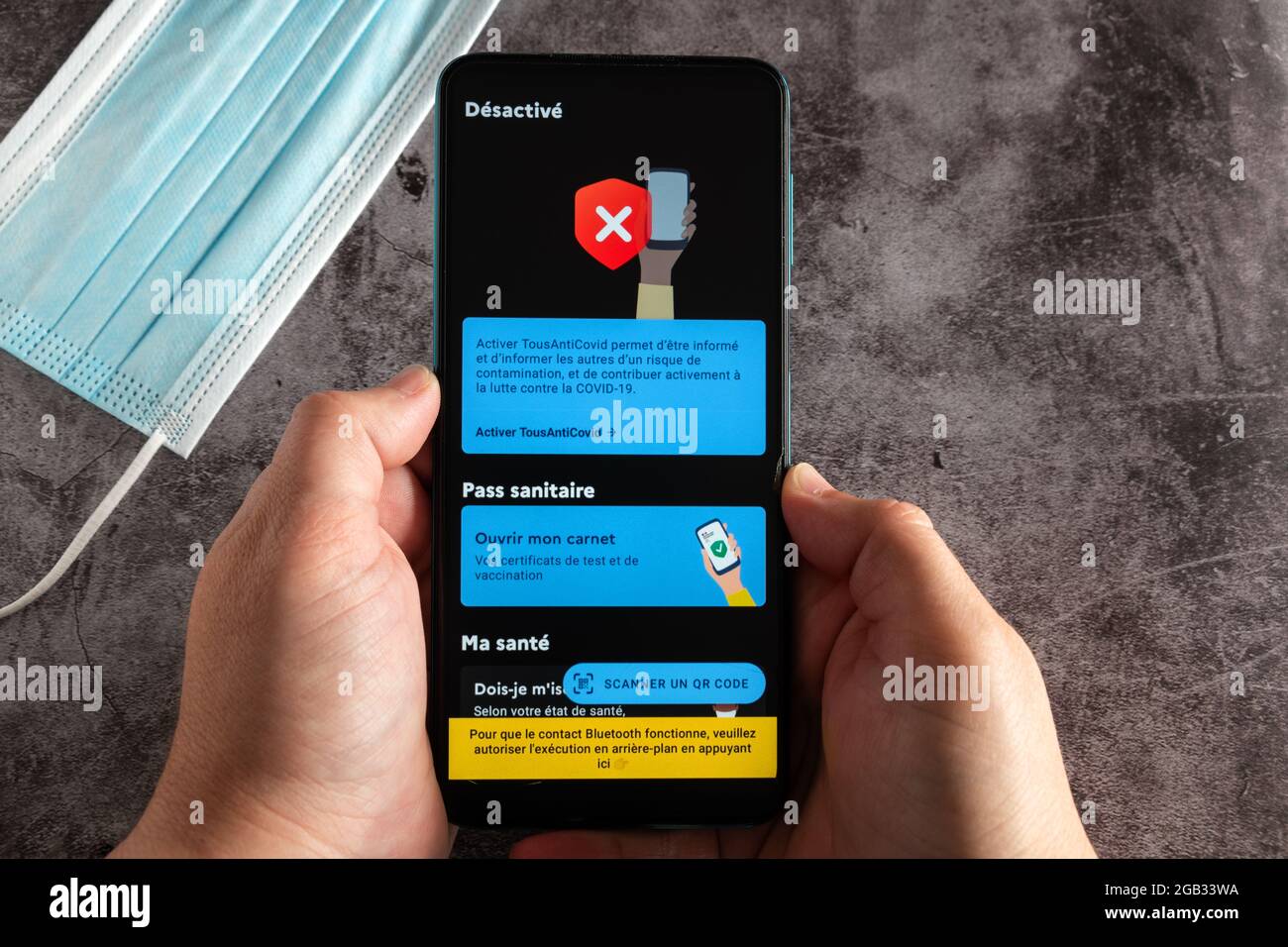 Tous anticovid france App für Handy-Gesundheitspass Stockfoto
