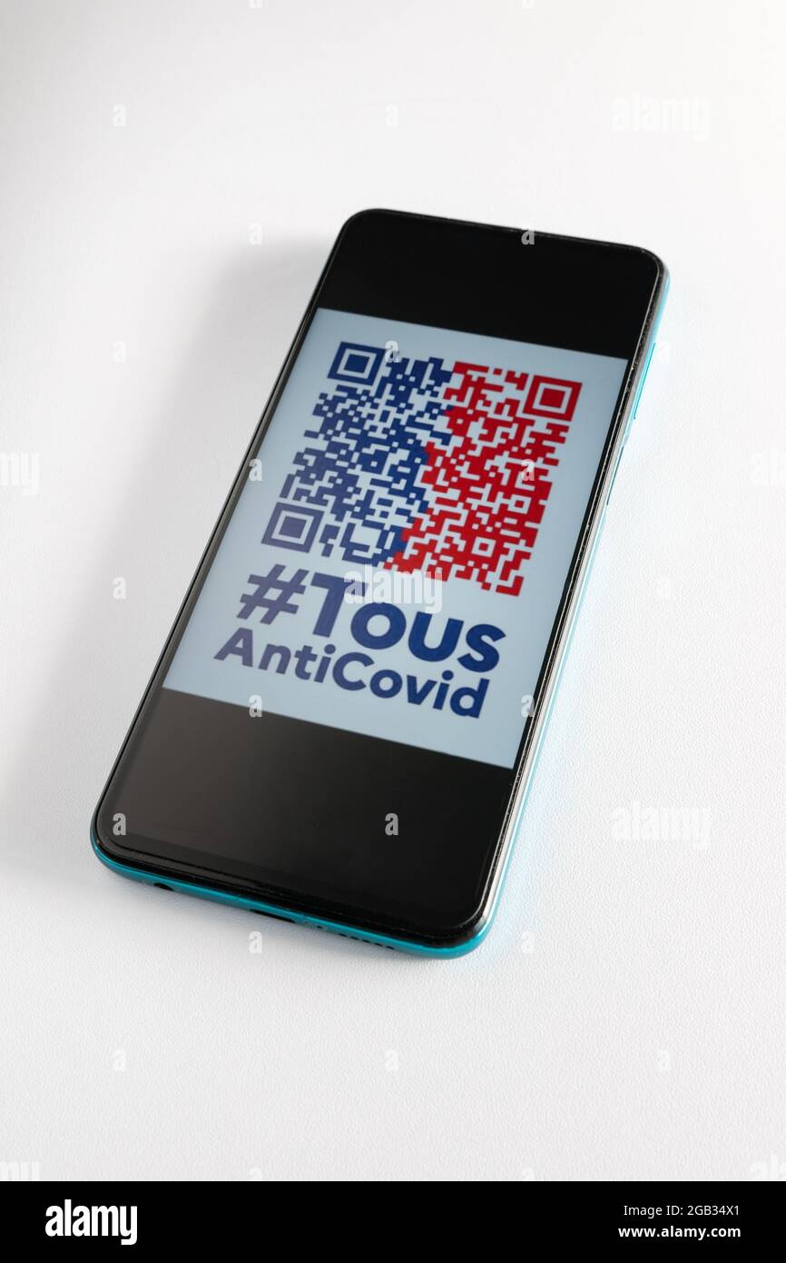 Tous anticovid france App für Handy-Gesundheitspass Stockfoto