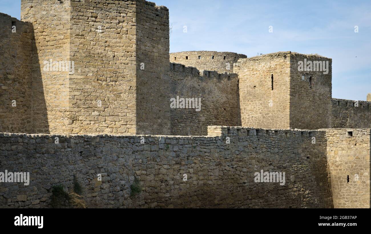 Mauern und Türme der alten Festung Stockfoto