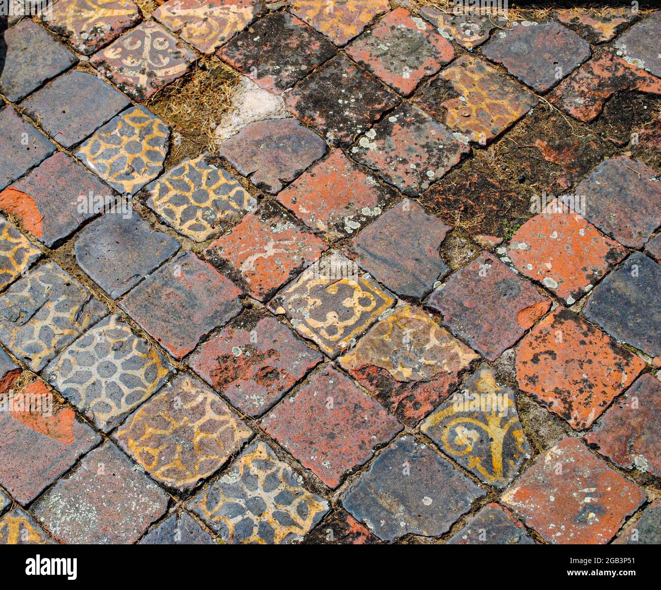 Buildwas Abbey Shropshire Steinfliesen Medaille Stockfoto