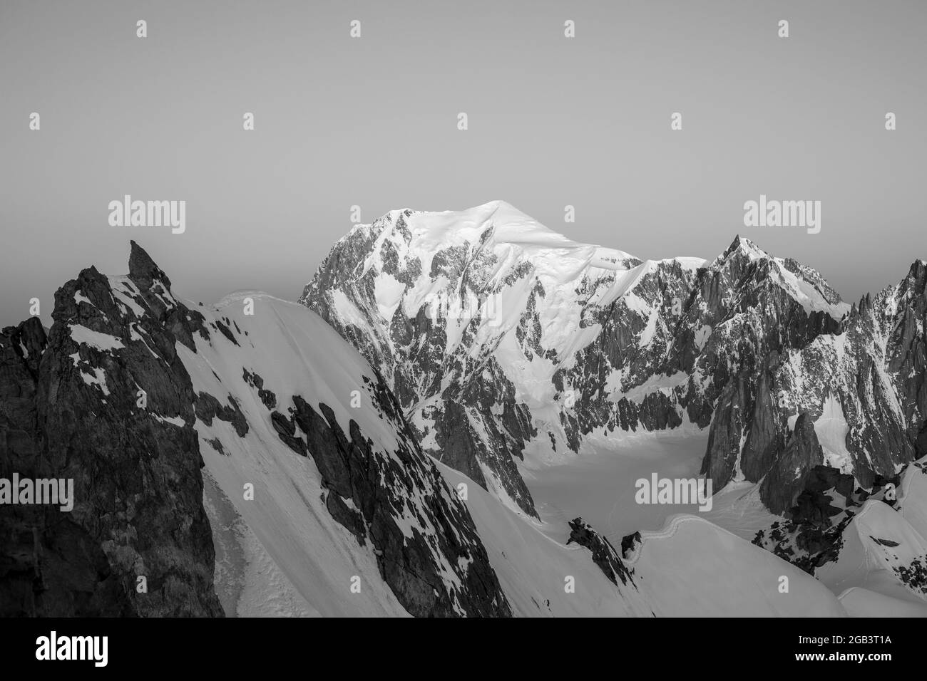 Mont Blanc bei Sonnenaufgang Stockfoto