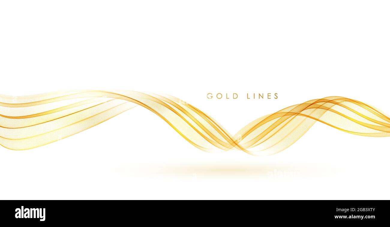 Vektor abstrakt bunt fließenden Gold Wellenlinien isoliert auf weißem Hintergrund. Design-Element für Hochzeitseinladung, Grußkarte Stock Vektor