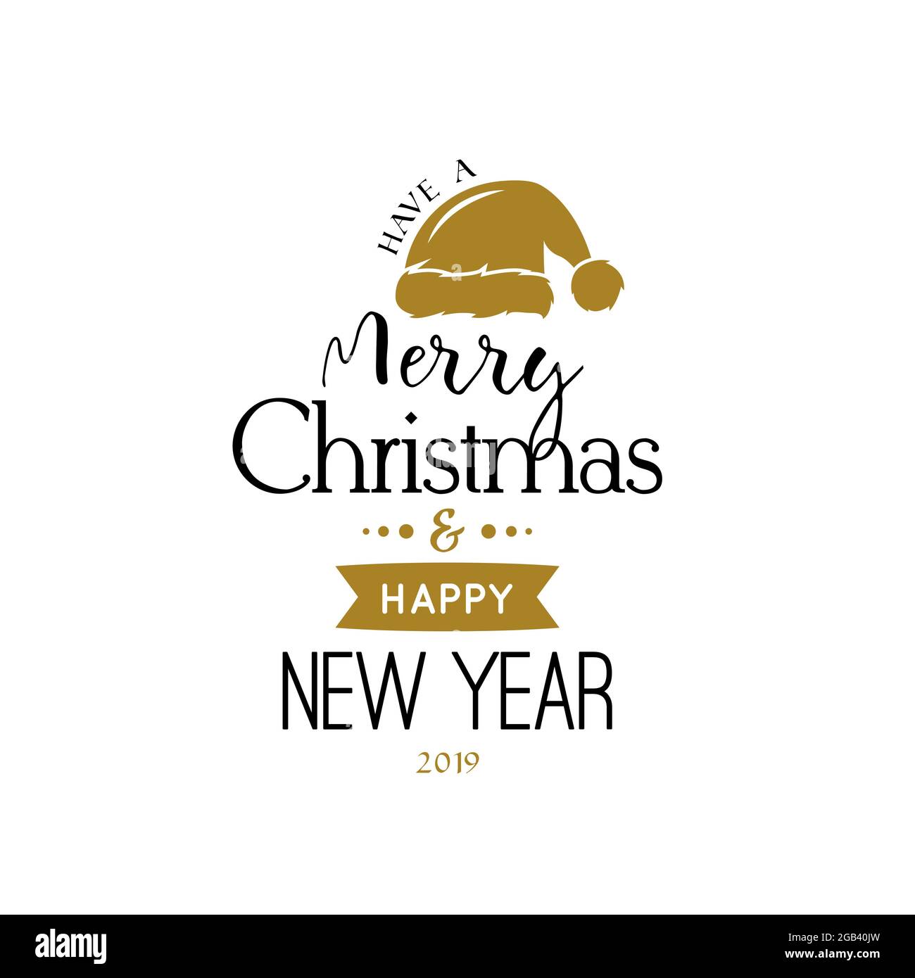 Weihnachtskarte mit Weihnachtsmann Hut. Typografie-Design. Vektorvorlage. Stock Vektor