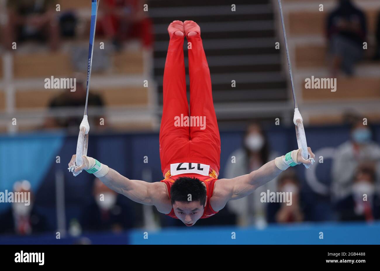 Tokio, Japan. August 2021. You Hao aus China tritt beim Finale der Kunstturnringe bei den Olympischen Spielen 2020 in Tokio, Japan, am 2. August 2021 an. Quelle: Zheng Huansong/Xinhua/Alamy Live News Stockfoto