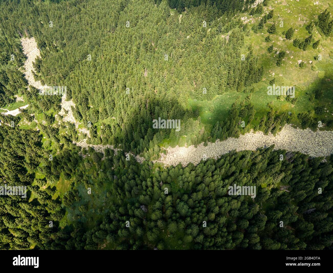 Luftaufnahme des Konyarnika-Gebietes am Vitosha-Berg, Region Sofia City, Bulgarien Stockfoto