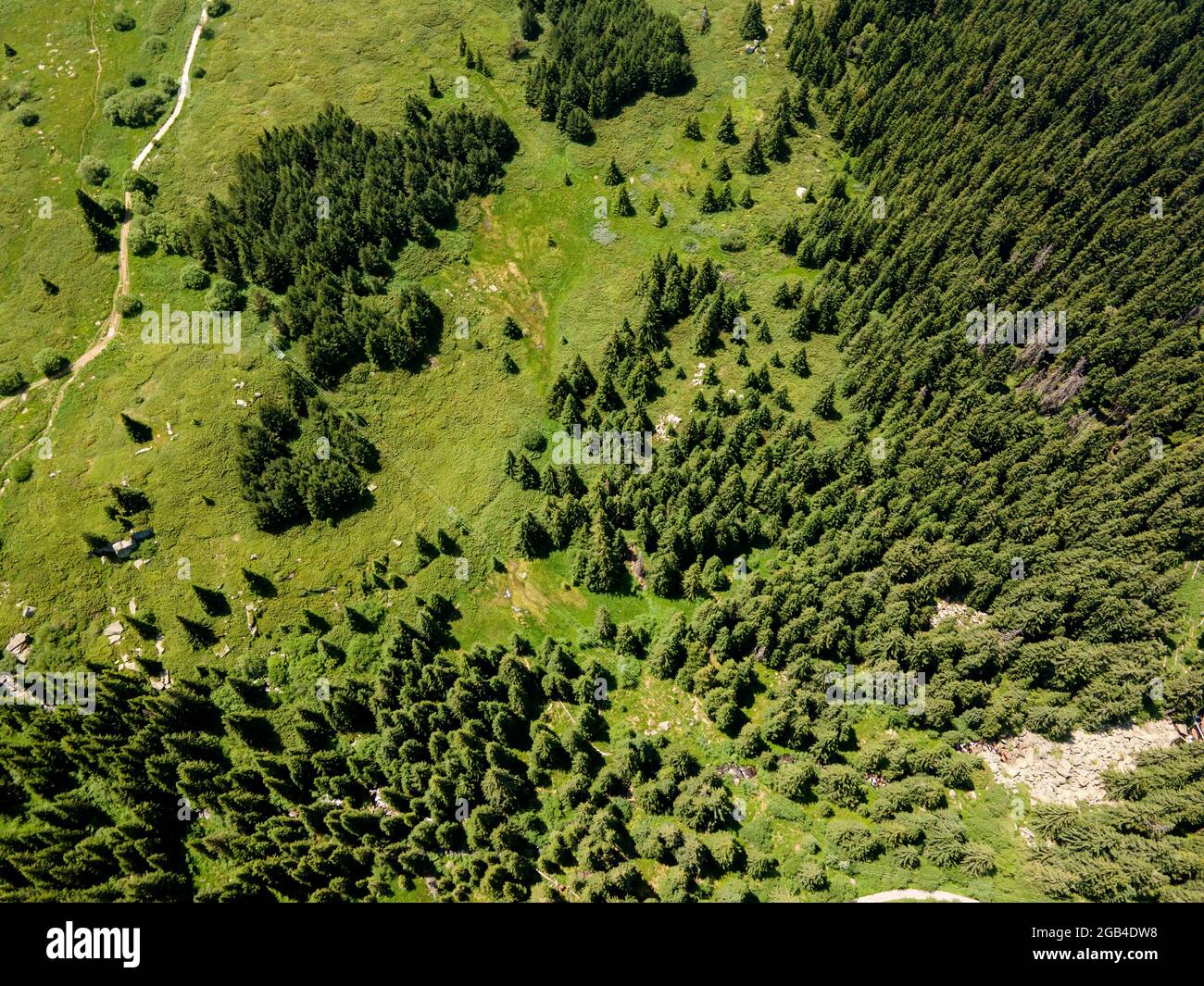Luftaufnahme des Konyarnika-Gebietes am Vitosha-Berg, Region Sofia City, Bulgarien Stockfoto