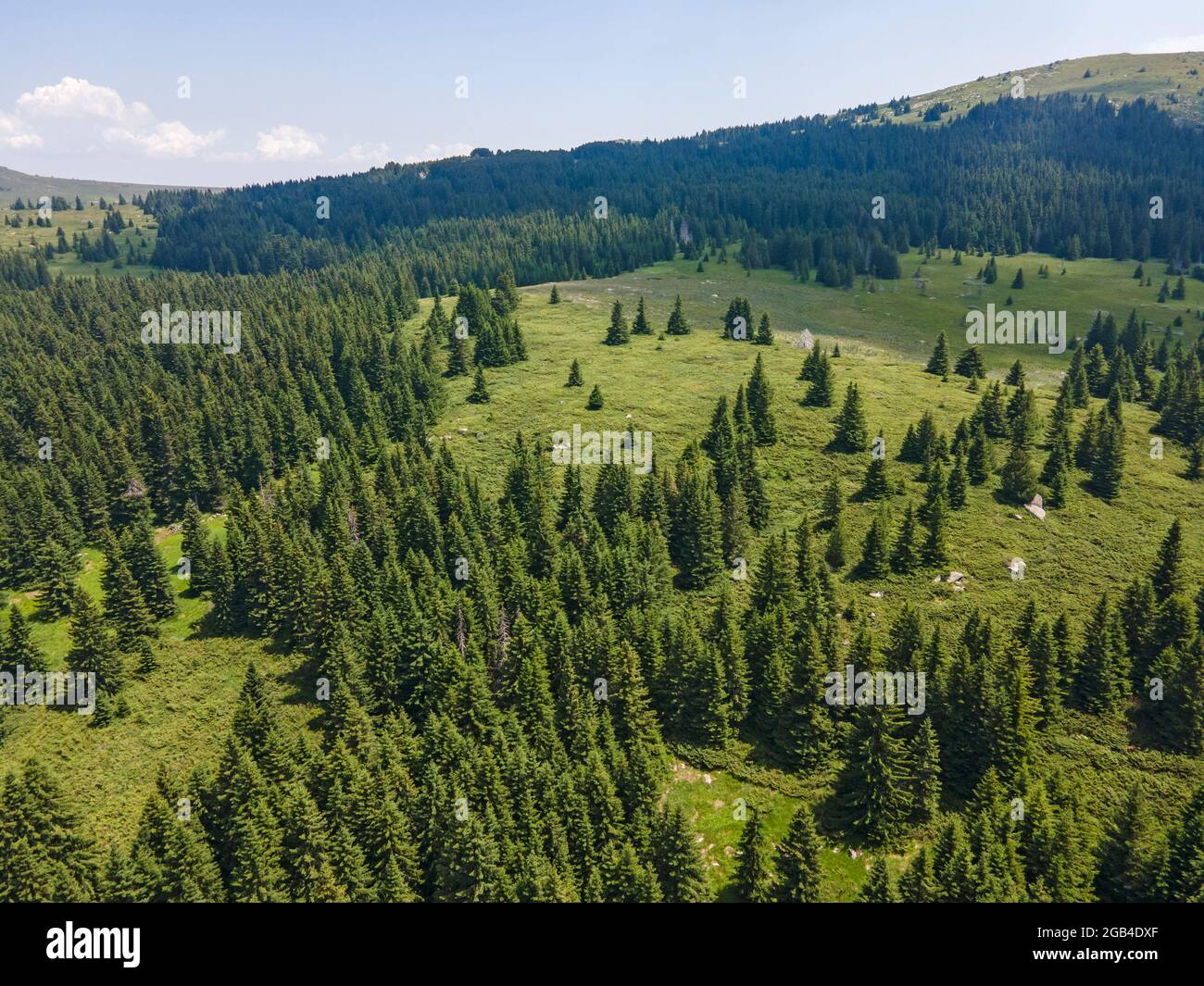 Luftaufnahme des Konyarnika-Gebietes am Vitosha-Berg, Region Sofia City, Bulgarien Stockfoto