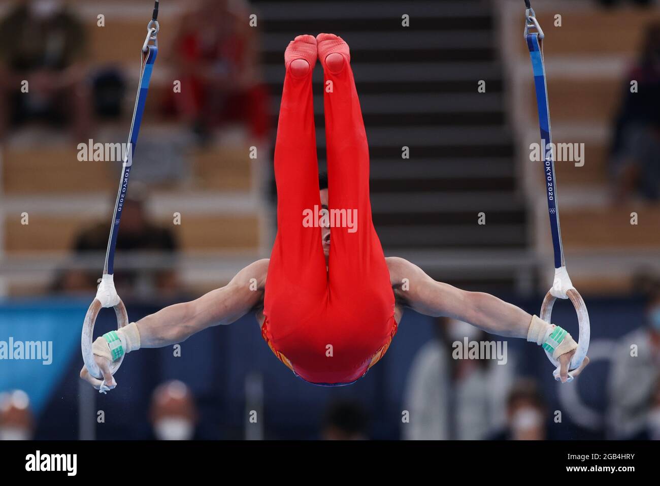 Tokio, Japan. August 2021. You Hao aus China tritt beim Finale der Kunstturnringe bei den Olympischen Spielen 2020 in Tokio, Japan, am 2. August 2021 an. Quelle: Zheng Huansong/Xinhua/Alamy Live News Stockfoto