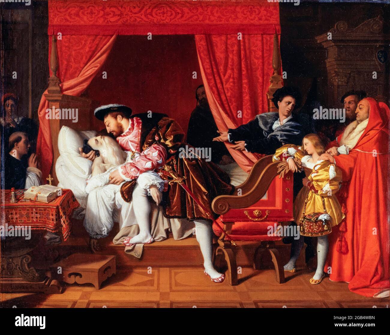 Der Tod von Leonardo Da Vinci, Gemälde von Jean Auguste Dominique Ingres, 1818 Stockfoto