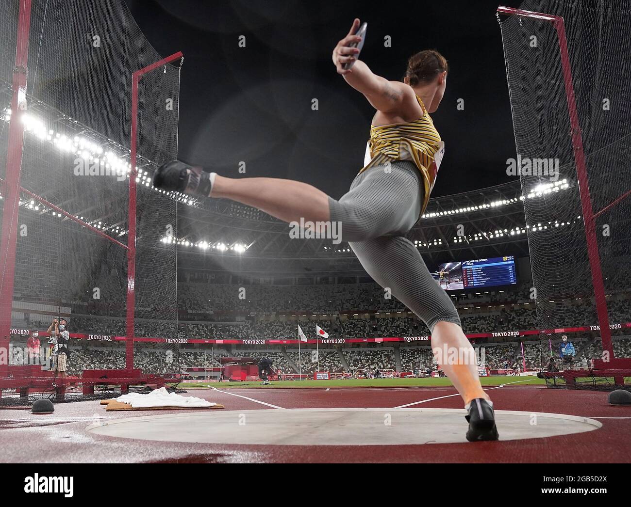 Tokio, Japan. August 2021. Kristin Pudenz aus Deutschland tritt beim Frauen-Diskuswerfen-Finale bei den Olympischen Spielen 2020 in Tokio, Japan, am 2. August 2021 an. Quelle: Wang Lili/Xinhua/Alamy Live News Stockfoto