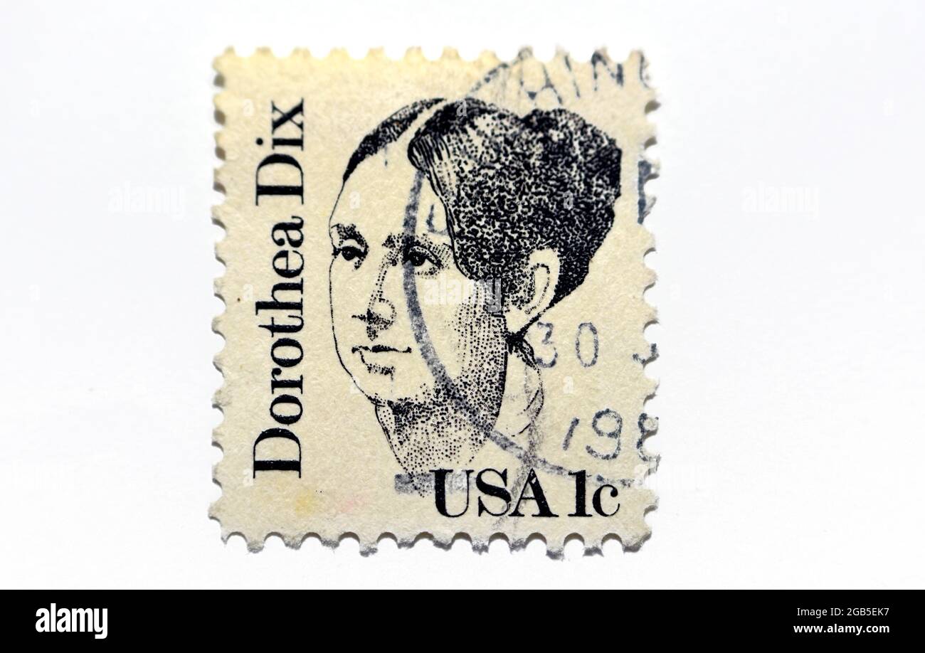 USA alter Briefmarkenwert USA 1c ein Cent mit dem Foto von Dorothea Lynde Dix (1802 - 1887), amerikanischer Aktivistin. Eine der Serien Great A Stockfoto