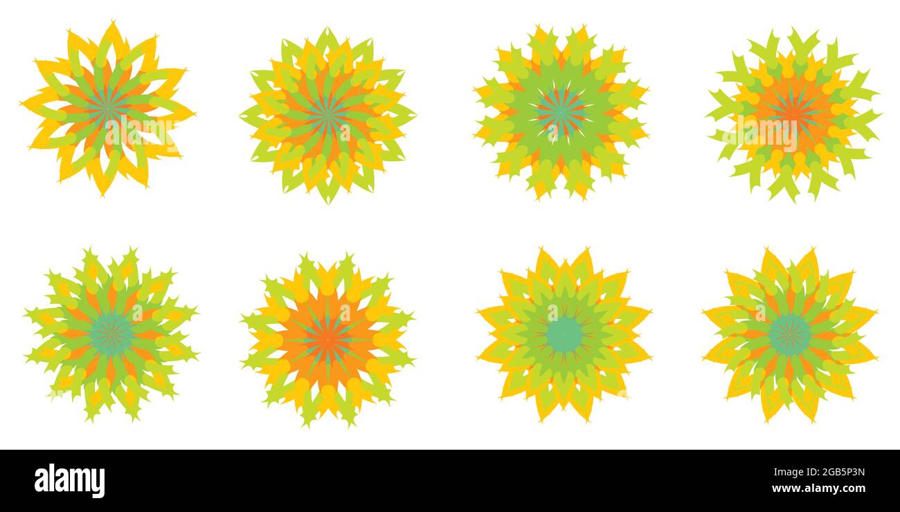 Sammlung von Sternen Blumen Blüte Blumen Schneeflocken Ornament Blütenblatt Blüte Symbol Element Dekoration abstrakt Hintergrund Tapete Vektor Illustration Stock Vektor