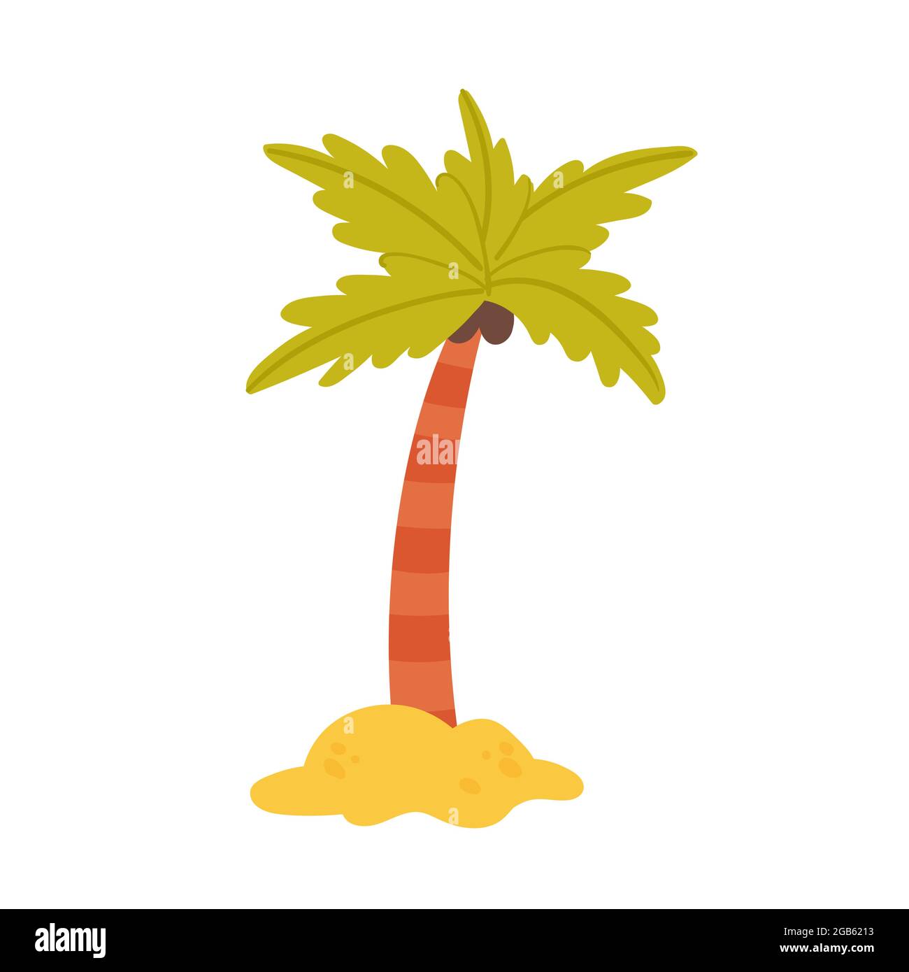 Kokospalme von tropischen Insel, Sommer Meer Strand Urlaub Vektor-Illustration. Cartoon Strandpalme, niedliche exotische Natur am Meer isoliert auf weiß Stock Vektor
