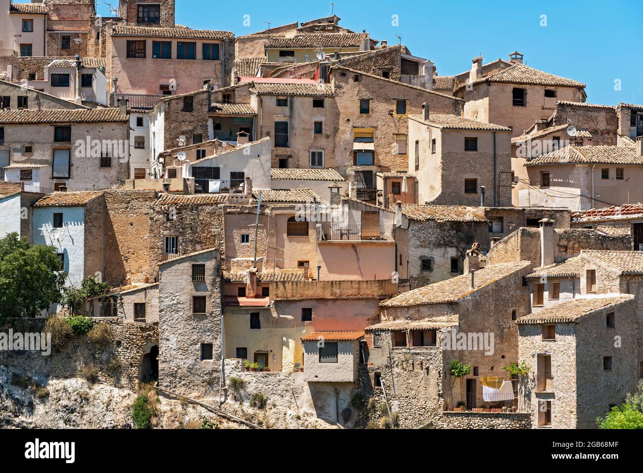 Häuser in der Altstadt von Bocairent, Spanien Stockfoto