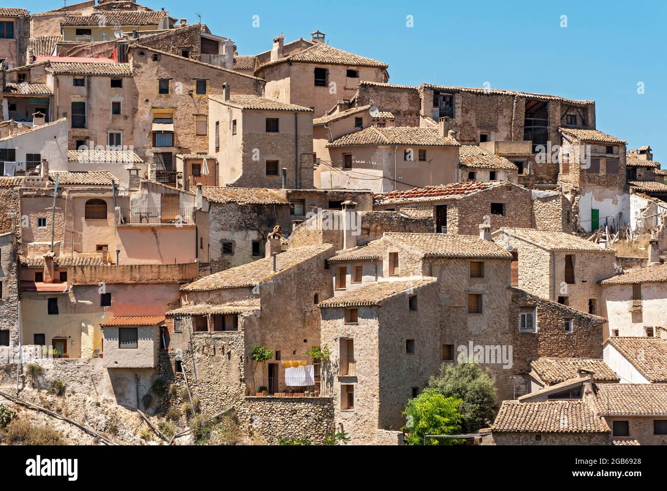 Häuser in der Altstadt von Bocairent, Spanien Stockfoto
