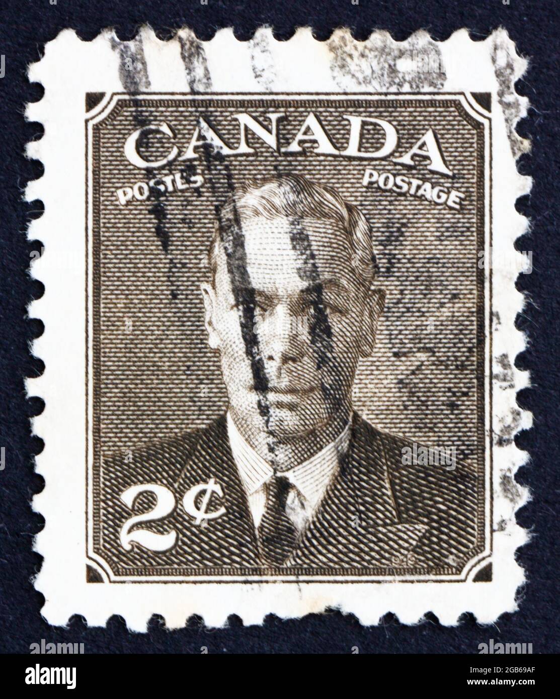 KANADA - UM 1949 eine in Kanada gedruckte Briefmarke zeigt König George VI., König von England, um 1949 Stockfoto