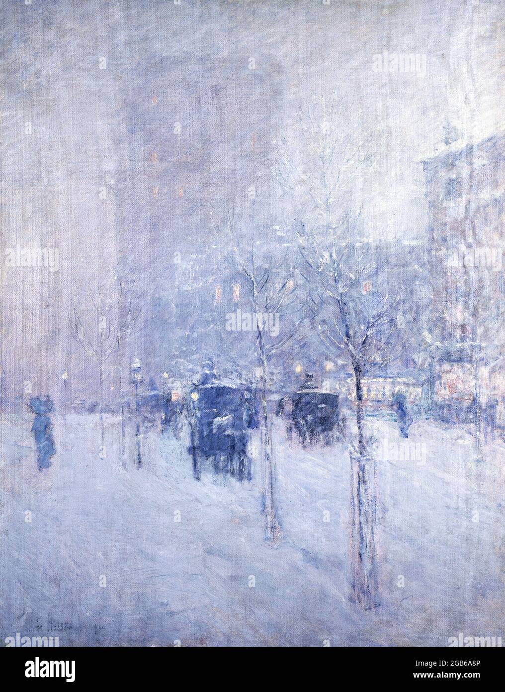 Late Afternoon, New York, Winter von Childe Hassam (1859-1935), Öl auf Leinwand, 1900 Stockfoto