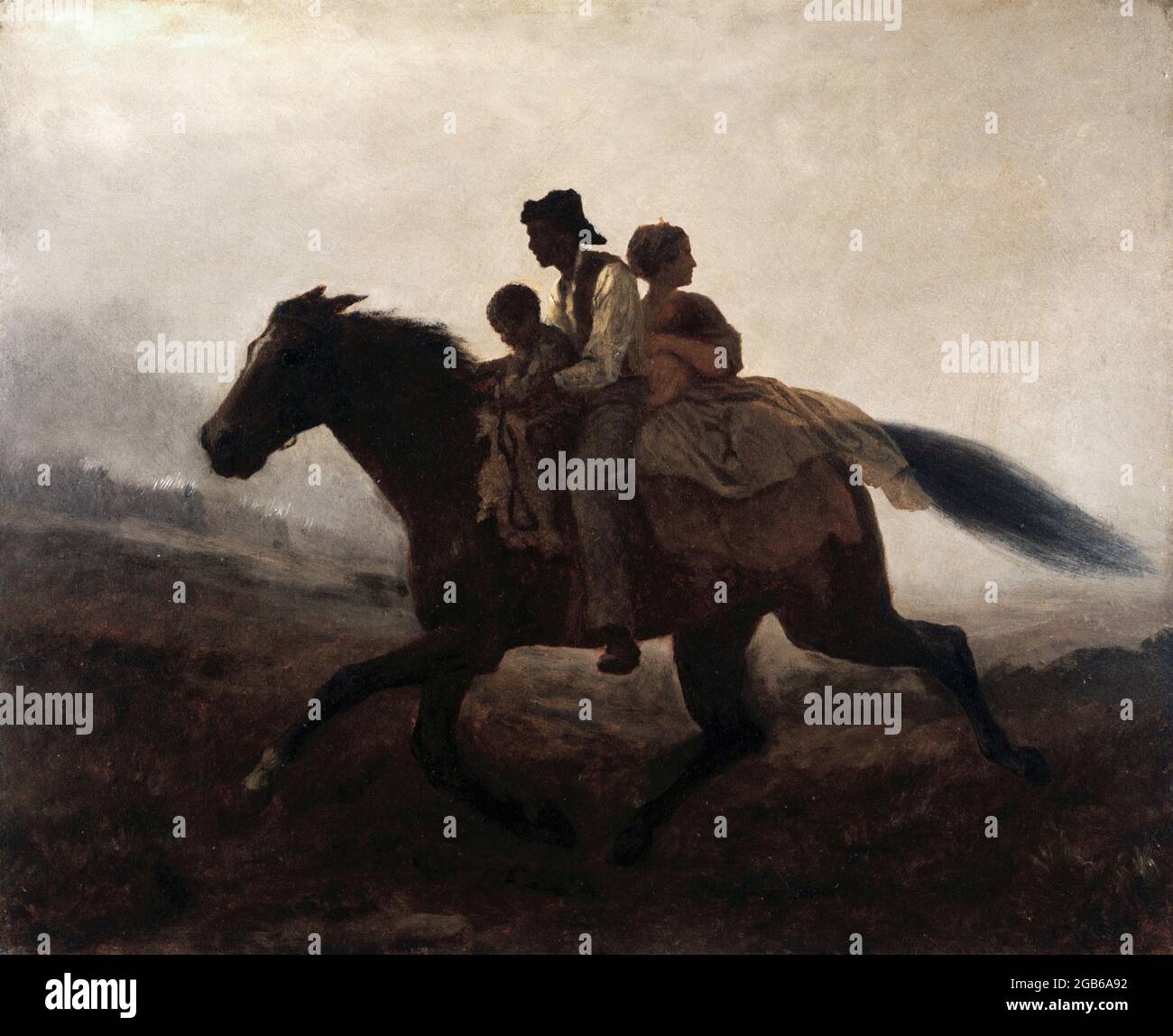 A Ride for Liberty - The Fugitive Slaves von Eastman Johnson (1824-1906), Öl auf Pappbrett, c. 1862 Stockfoto