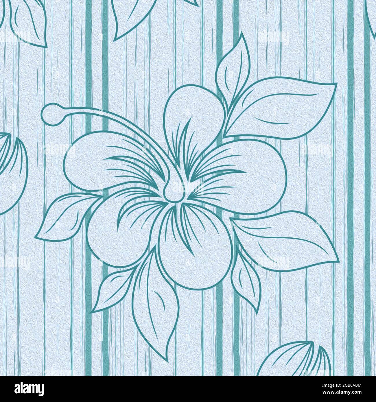 Zartes, gedämpftes Blumenmuster in Blau- und Weißtönen, Illustration als Stoffstruktur Stockfoto
