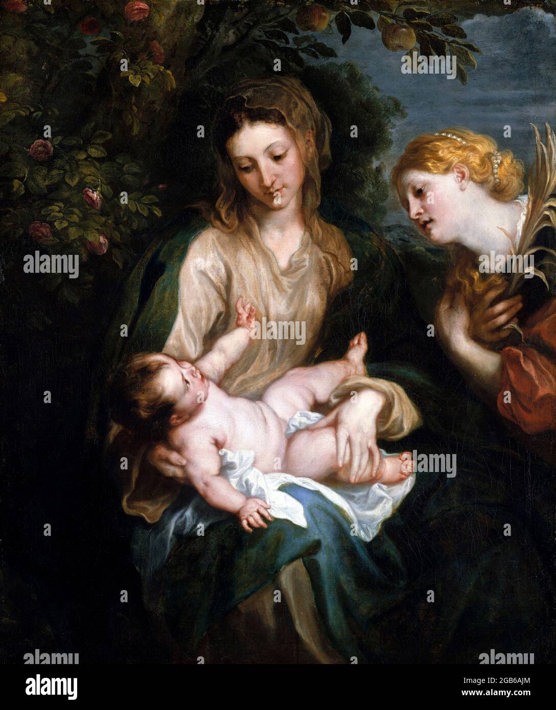 Jungfrau und Kind mit der heiligen Katharina von Alexandria von Sir Anthony van Dyck (1599-1641), Öl auf Leinwand, um 1630 Stockfoto