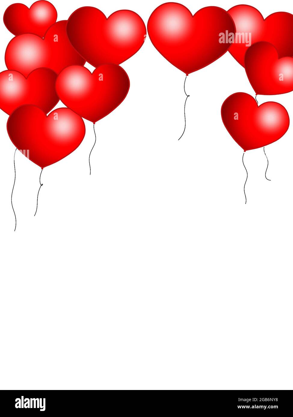 Rote Herzen Luftballons und Hintergrundtextur und Banner Stockfoto