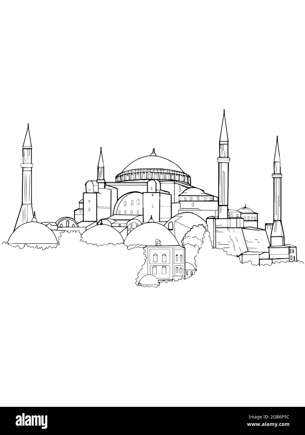 Die Hagia Sophia - Ayasofya Museum in der Türkei Illustration, Liniendrawingi Stockfoto