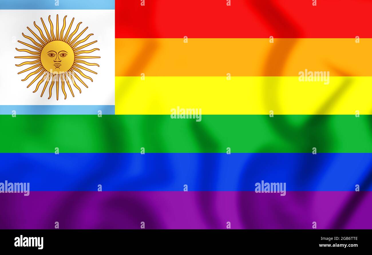 3D Argentinien Homosexuell Flagge. 3D-Illustration. Stockfoto