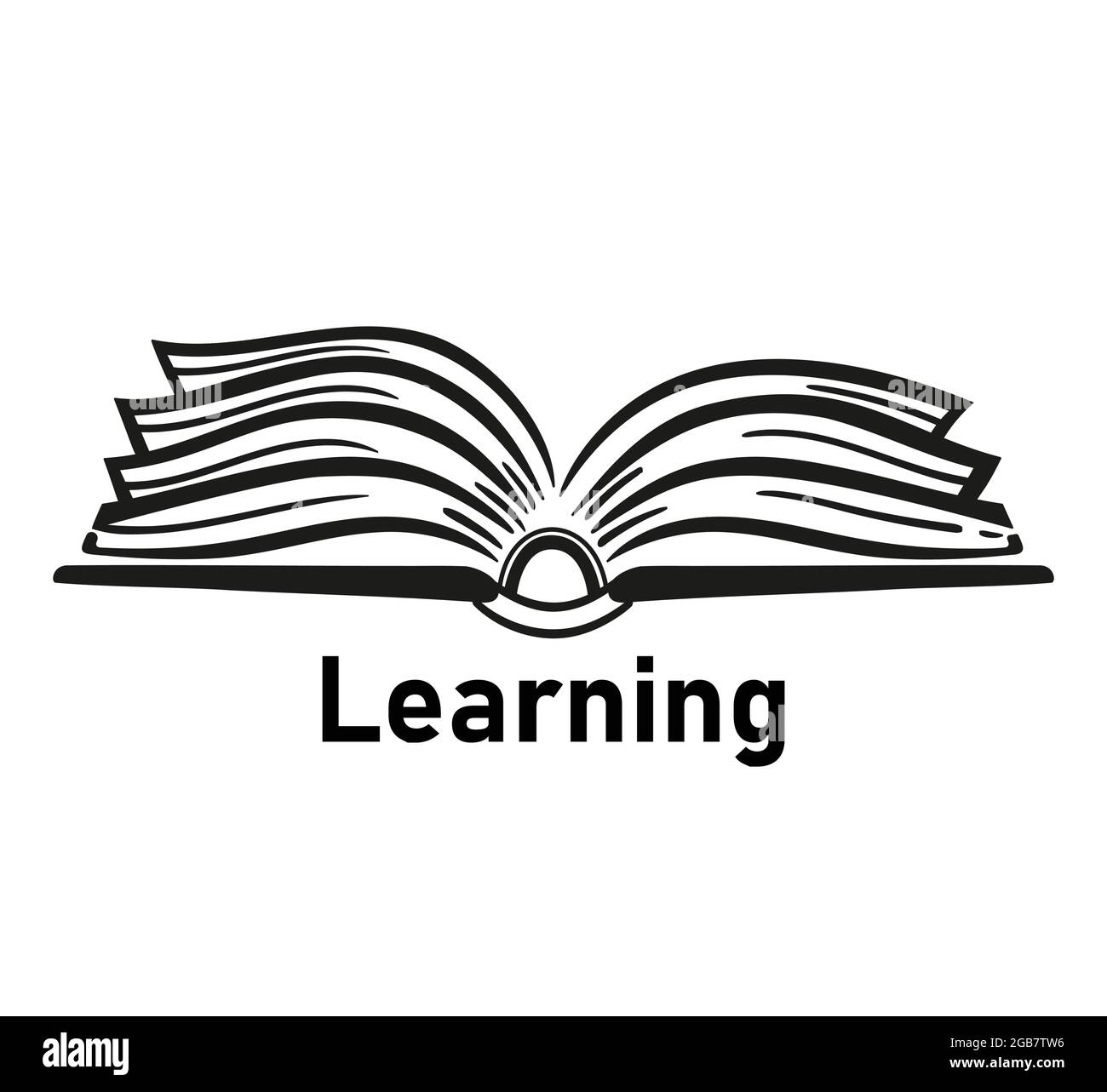 Symbol für offenes Buch lesen. Literatur lernen und lesen. Textbuch- oder Wörterbuchsilhouette. E-Book-Bibliothek, Informationen. Bildung Online-Unterricht. Vektor Stock Vektor