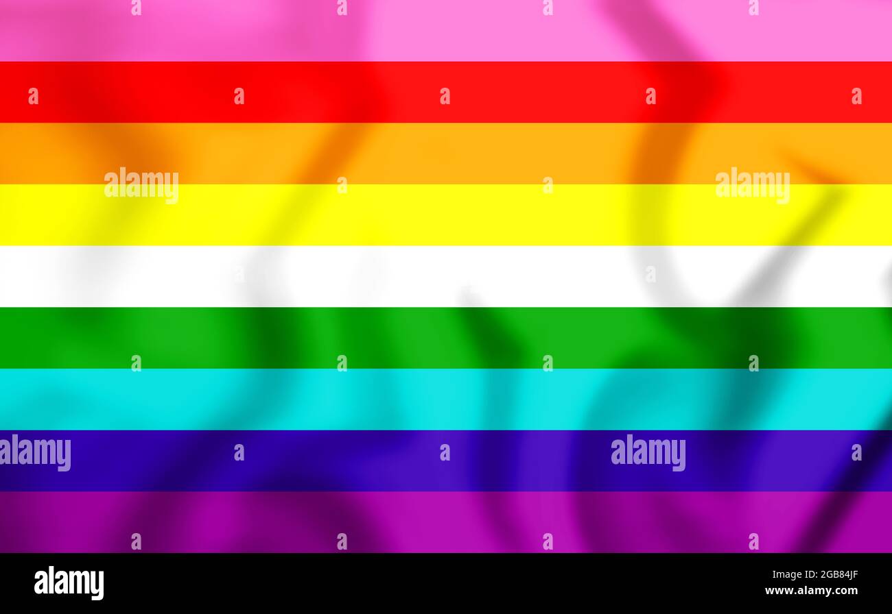 9 Streifen LGBT-Flagge. 3D-Illustration. Stockfoto